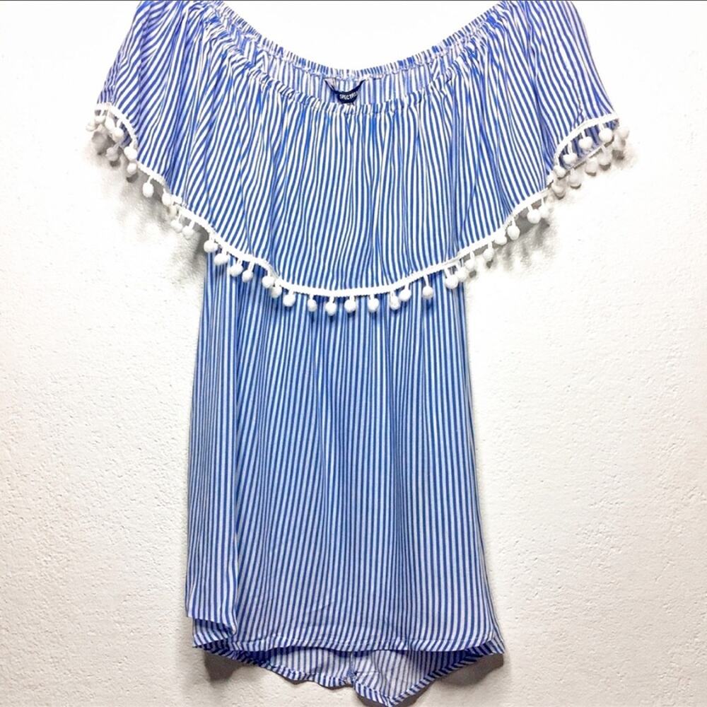Unique Spectrum Off the Shoulder Pom Pom Top Size Small